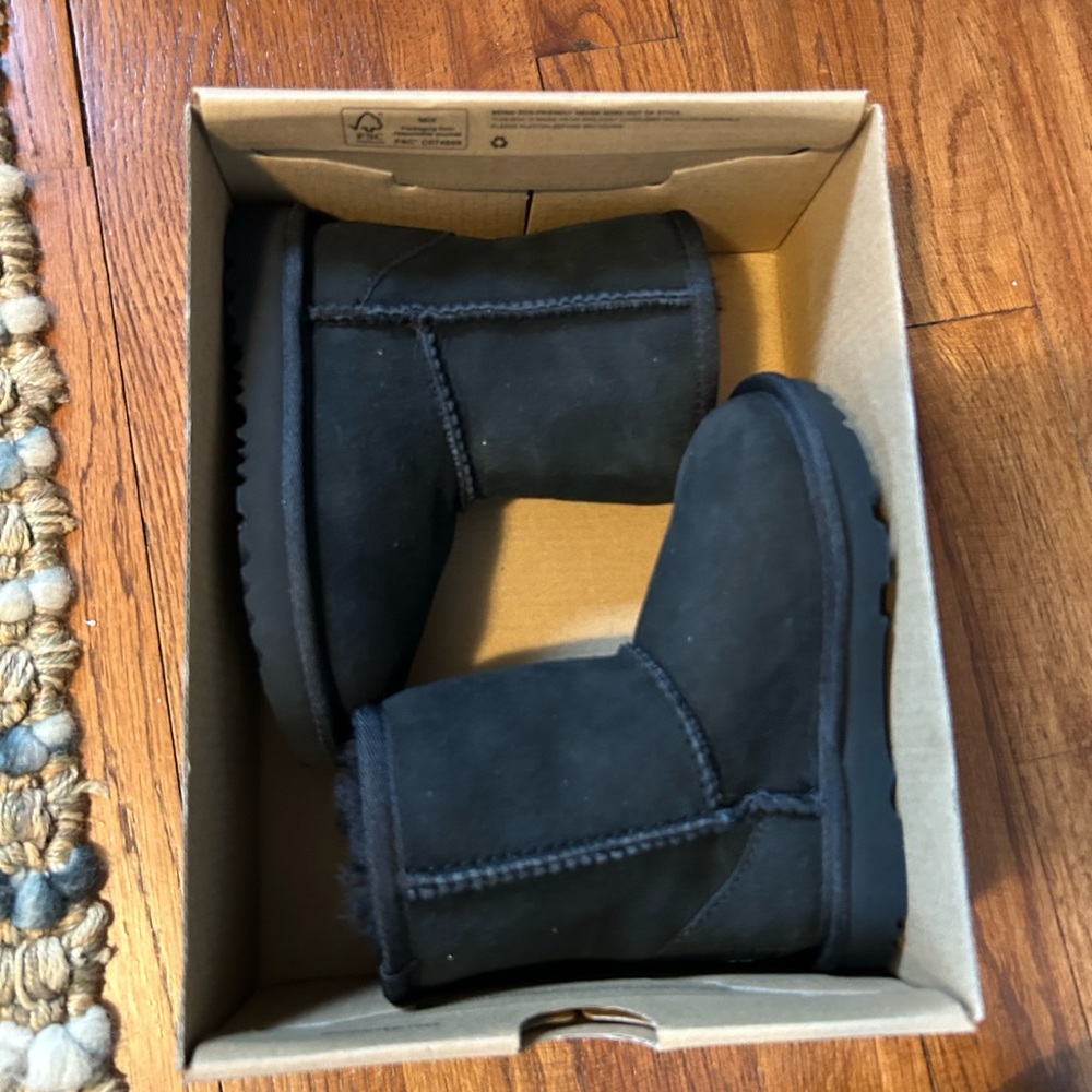 Brand new kids uggs never worn.  Size 8.  Black T class II